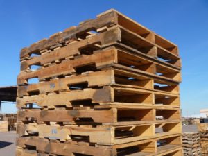 A stack of GMA pallets at Moran Pallets & Wood Products