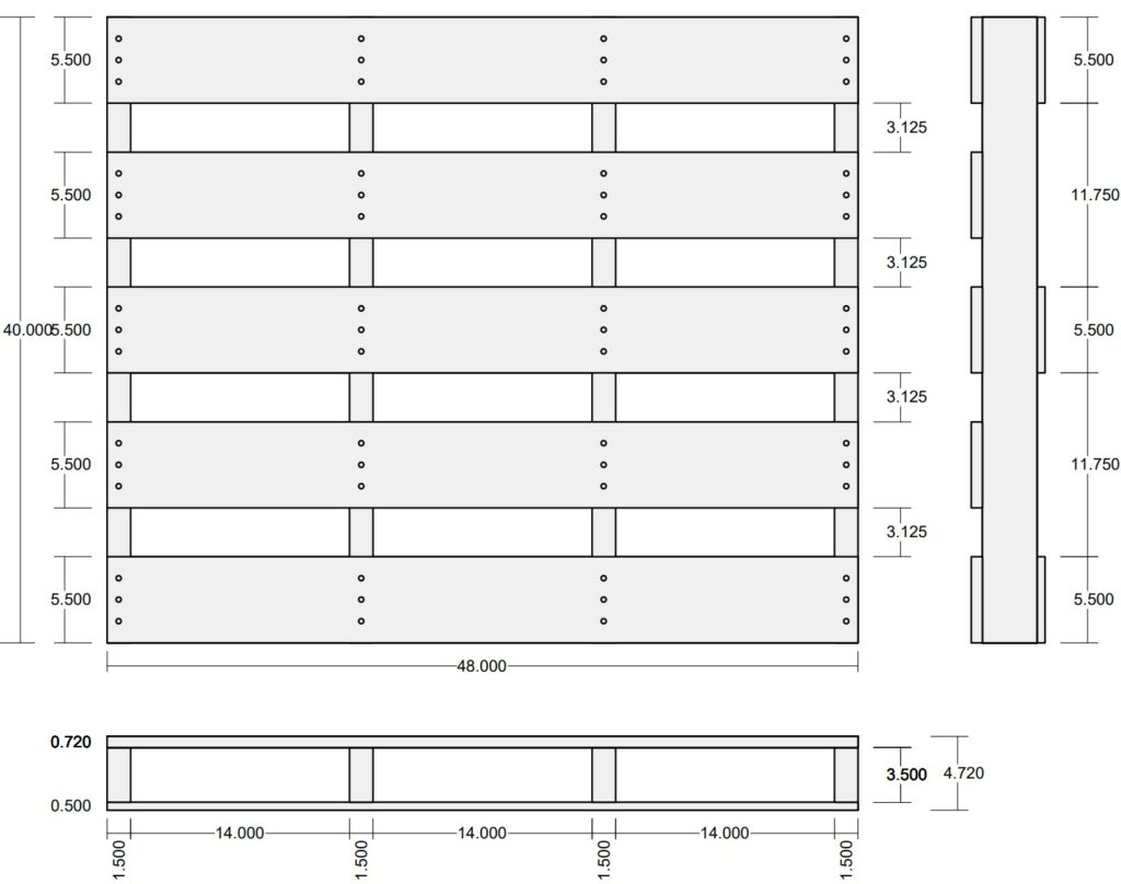 dimensions of a 40x48 masonry block pallet