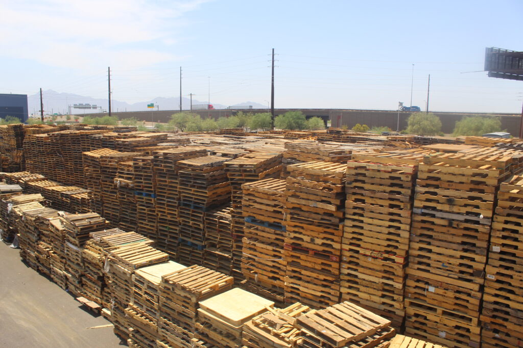 Several Pallet Cores Stacked at Moran Pallets' new recycling location